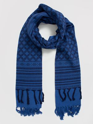 Embroidered Scarf in Cobalt