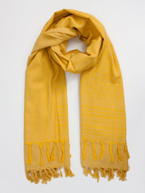 image of Embroidered Scarf in Saffron