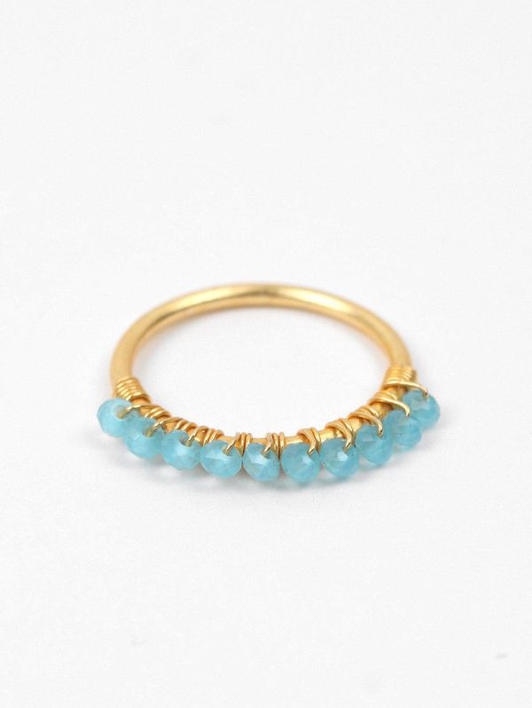 image of Row Stacking Rings in Gold and Apatite