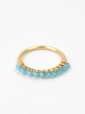 Row Stacking Rings in Gold and Apatite