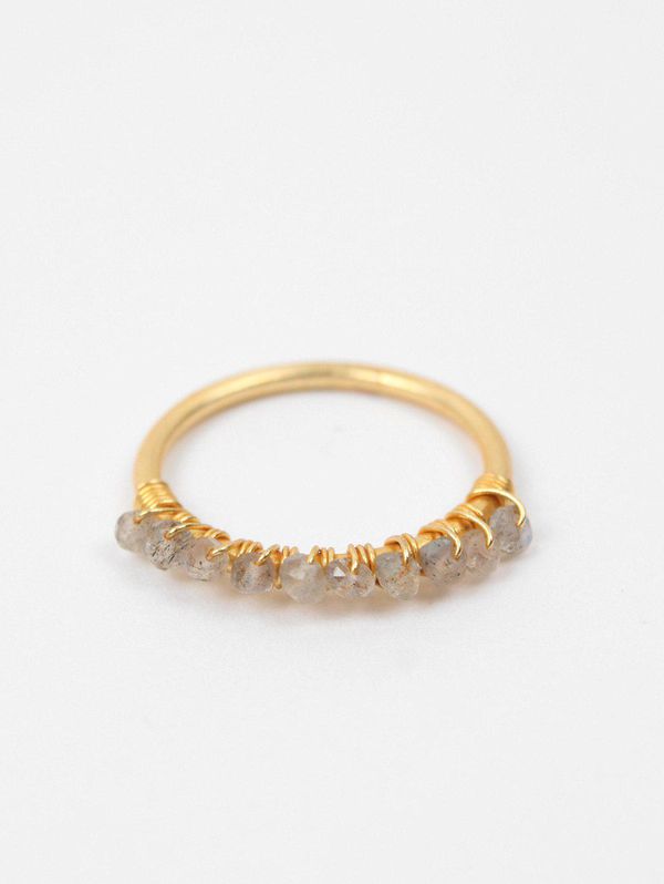 image of Row Stacking Rings in Gold and Labradorite