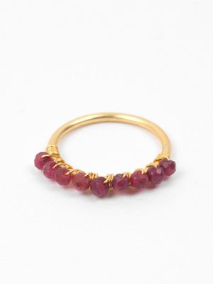 Row Stacking Rings in Gold and Ruby