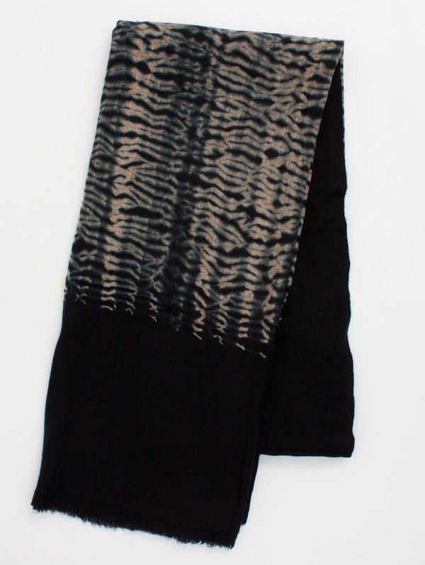image of Shibori Tie Dye Merino Wool Scarf in Black