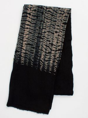 Shibori Tie Dye Merino Wool Scarf in Black