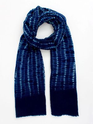 Shibori Tie Dye Merino Wool Scarf in Blue