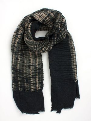 Shibori Tie Dye Merino Wool Scarf in Grey