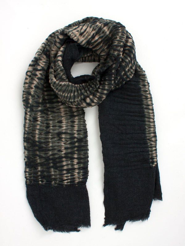image of Shibori Tie Dye Merino Wool Scarf in Grey
