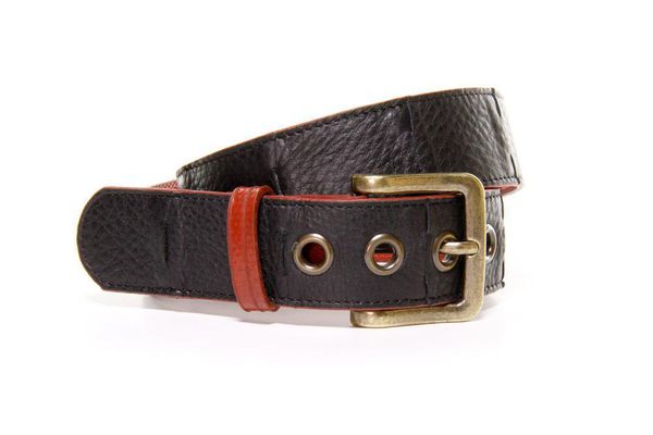 image of Fire & Hide Belt in Black and Red