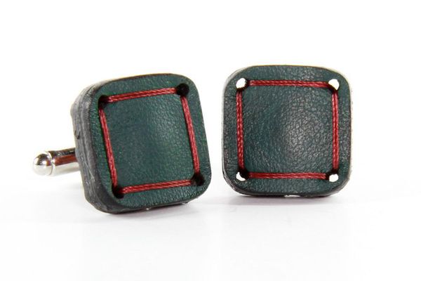 image of Torpedo Cufflinks Leather And Hose Green