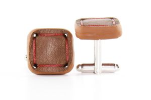Torpedo Cufflinks Leather And Hose Tan