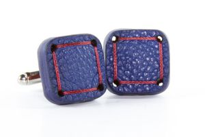 Torpedo Cufflinks Leather And Hose Blue