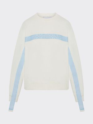 Organic Cotton Reversible Jumper in White with Blue Stripe