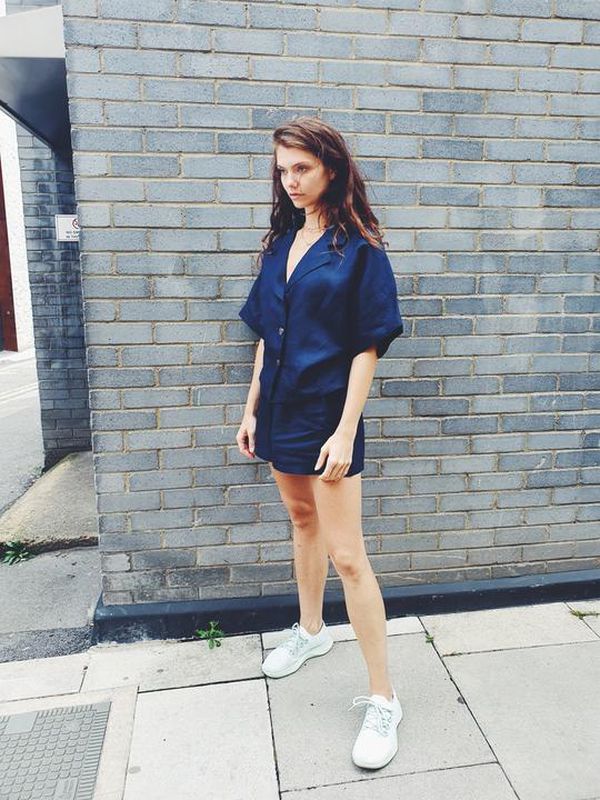 image of Linen Summer Shorts in Navy