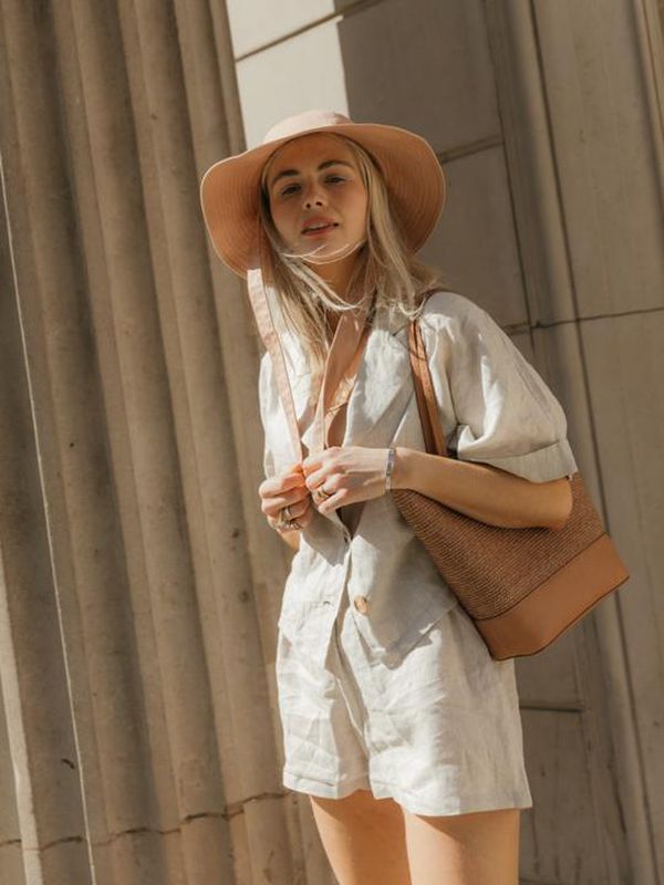 image of Linen Summer Shorts in Beige
