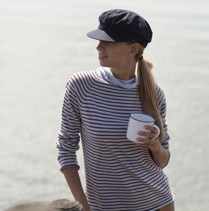 Organic Cotton Breton Top in Sky and Carmine