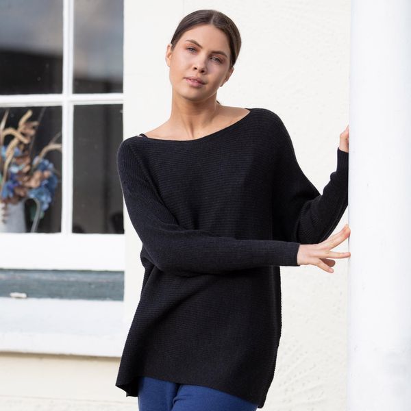 image of Ratley Merino Wool Rib Jumper in Charcoal