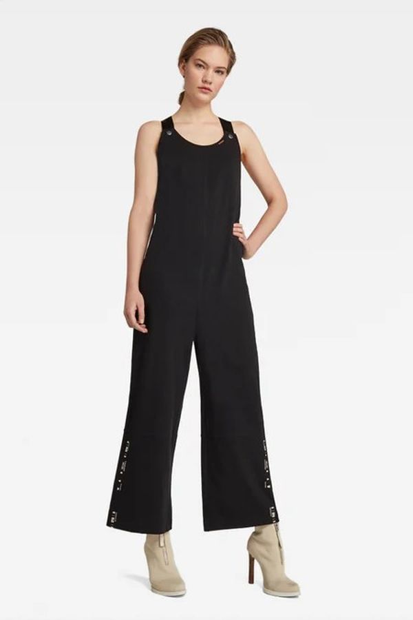 image of Dungaree Jumpsuit in Dark Black