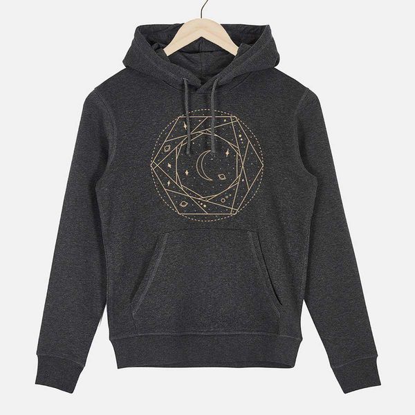 image of Galaxy Map - Organic Cotton Hoodie in Dark Heather Grey