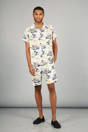 Bobby Organic Linen Pleat Short in Bali Surf Print