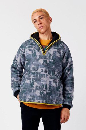 Alley-Oop Reversible Fleece in Indigo Print