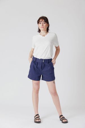 Lily Organic Linen Shorts in Navy