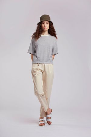 Bowie Organic Cotton Trousers in Pebble