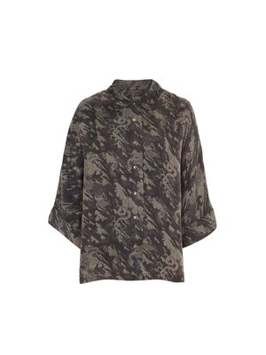 Kimono Cupro Shirt in Dragon Sky Moss