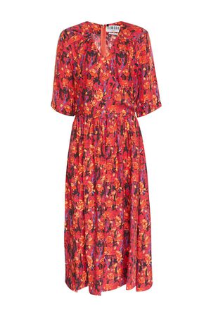 Tenzing Cupro Dress in Himalayan Pops Red Berries