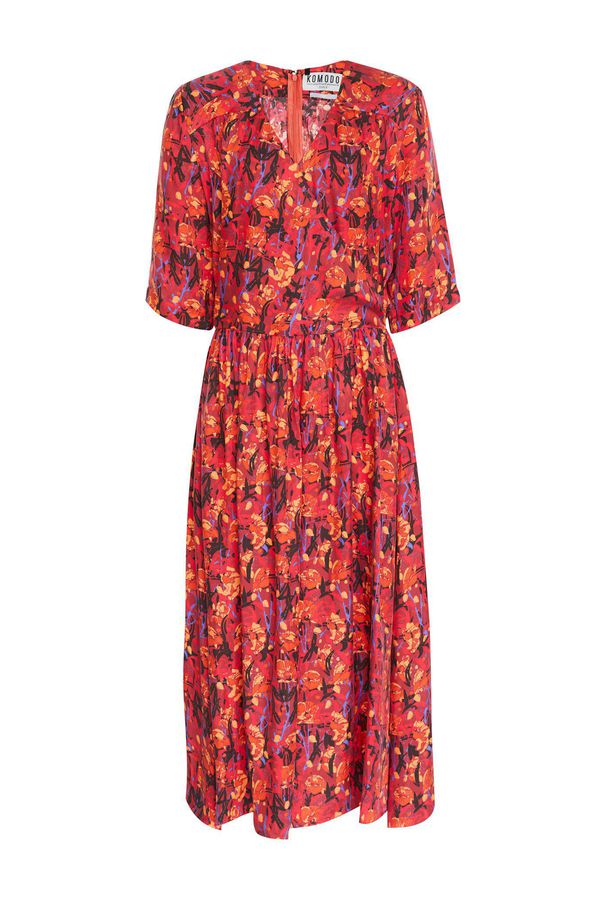 image of Tenzing Cupro Dress in Himalayan Pops Red Berries