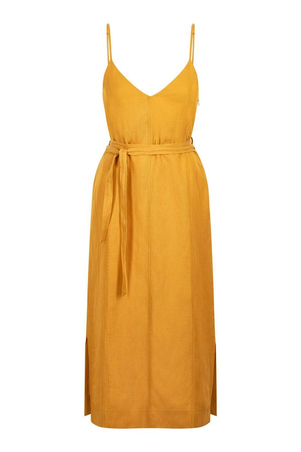 image of Iman Tencel Linen Slip Dress in Tangerine