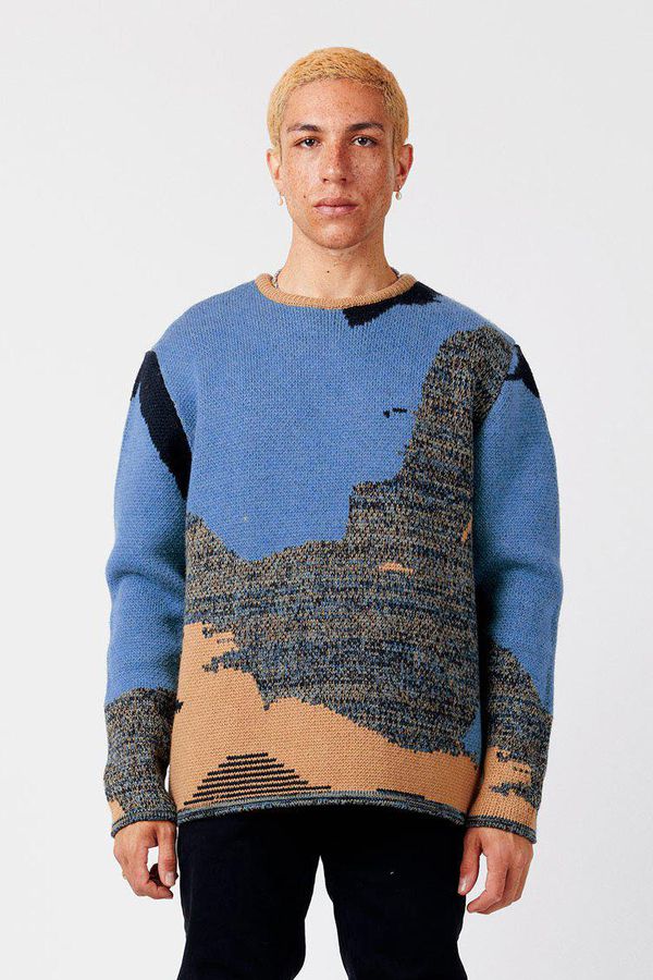 image of Cameo Merino Jumper in Sandy Blue