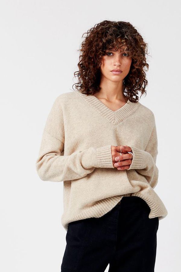 image of Chloe Shetland Wool Jumper in Oatmilk