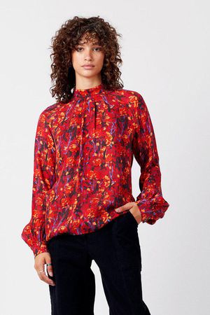 Emily Cupro Top in Himalayan Pops Red Berries