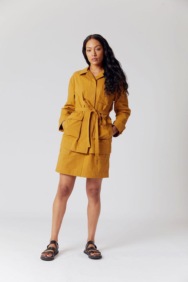 image of Elodie Organic Cotton Mini Skirt in Bronze Brown