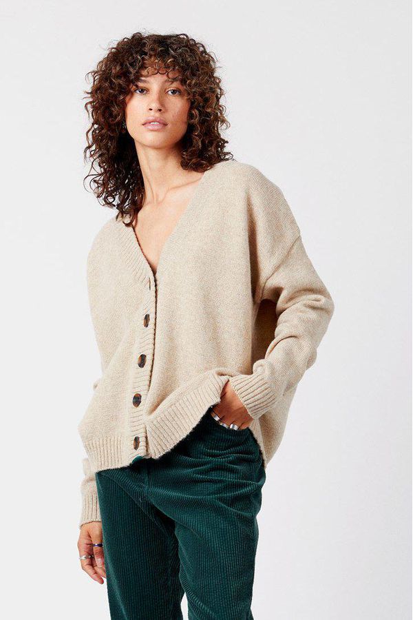 image of Isla Shetland Wool Cardigan in Oatmilk
