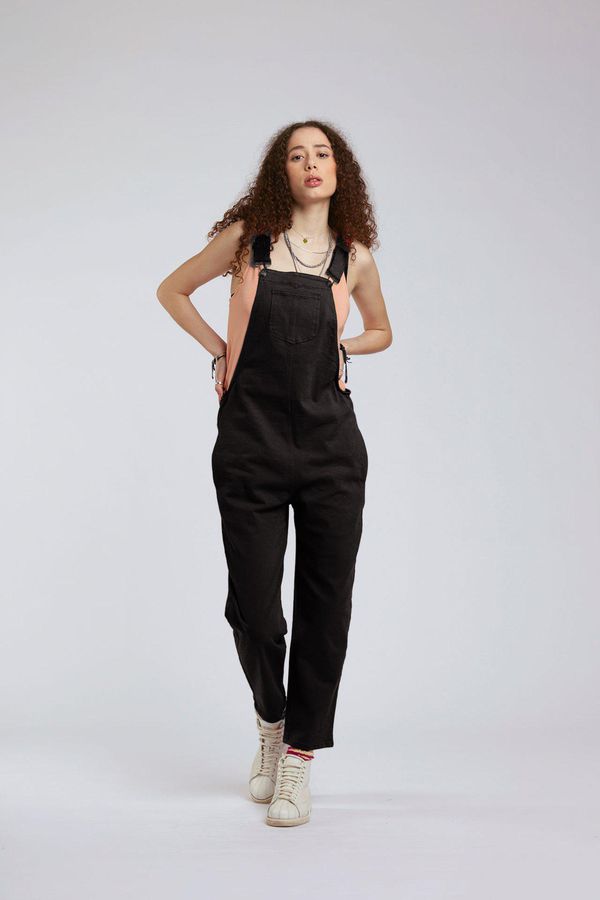 image of Joy Organic Cotton Dungarees in Black