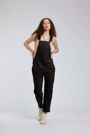 Joy Organic Cotton Dungarees in Black