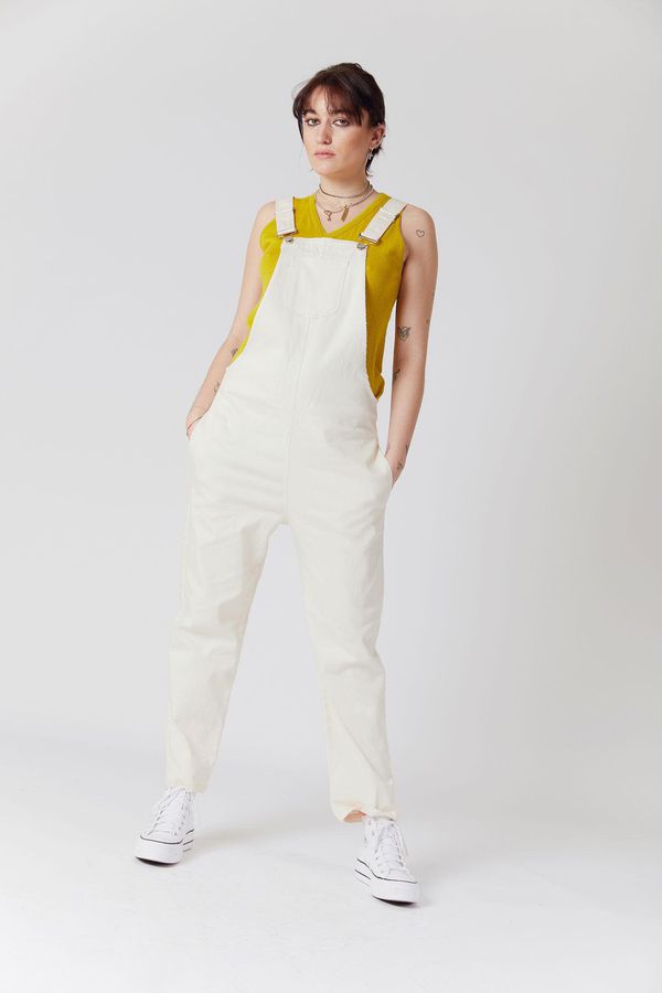 image of Joy Organic Cotton Dungarees in Off White