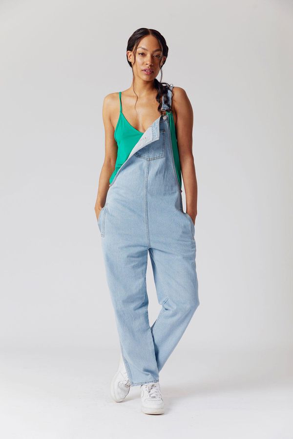 image of Joy Organic Cotton Dungarees in Light Blue