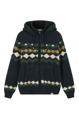 Snow Hooded Lambswool Jacket in Pine