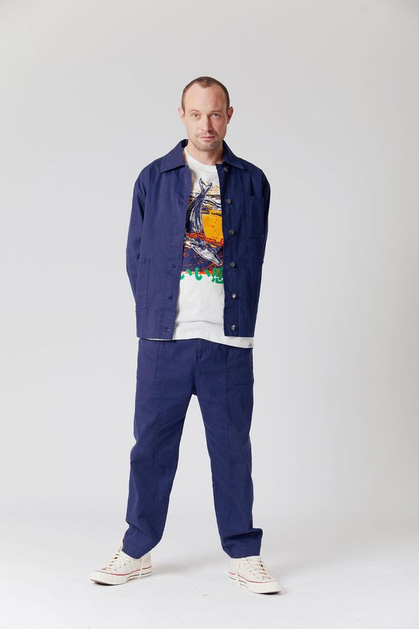 image of Nizana Organic Cotton Trousers in Navy