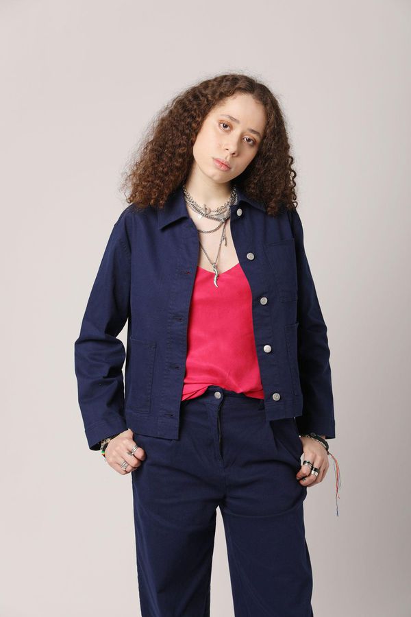 image of Lotus Patches Organic Cotton Jacket in Navy