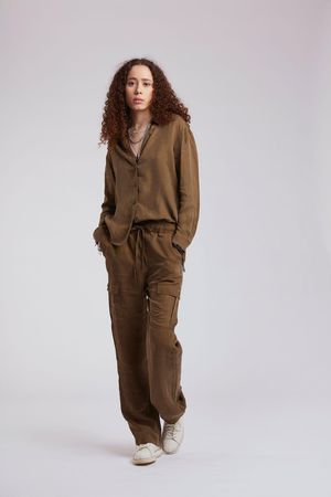 Dannielle Cupro Trousers in Khaki