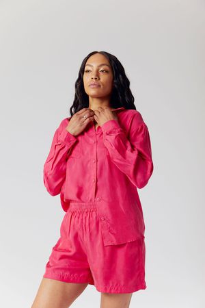 Lule Cupro Shirt in Fuchsia Pink