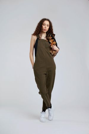 Joy Organic Cotton Dungarees in Khaki
