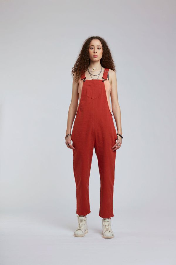 image of Joy Organic Cotton Dungarees in Lava