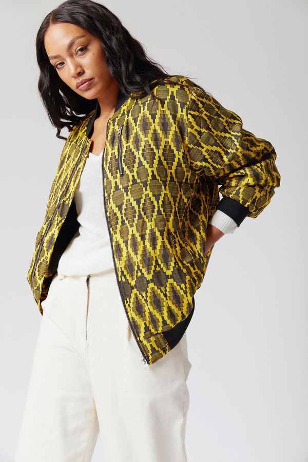 image of Misty Bomber Cupro Jacket in Tangerine