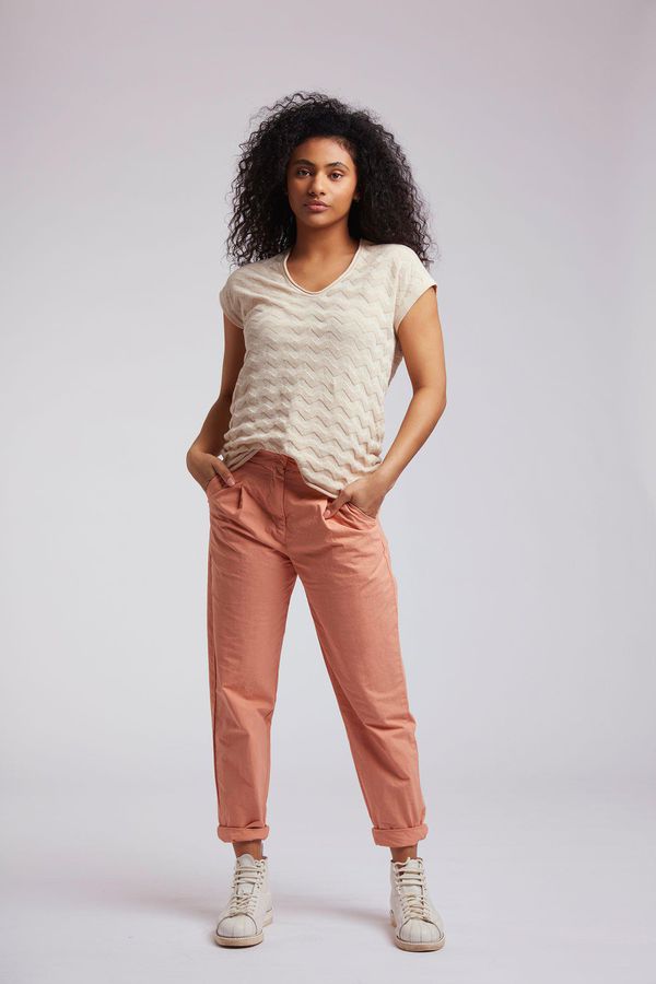 image of Lila Organic Cotton Trousers in Peach