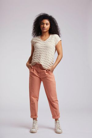 Lila Organic Cotton Trousers in Peach