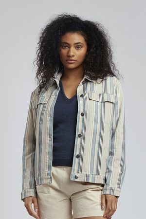 Sky Garden Organic Cotton Jacket in Blues Stripe